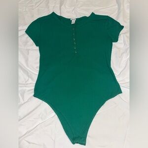 Rue21 Teal Short Sleeve Henley One-Piece Bodysuit